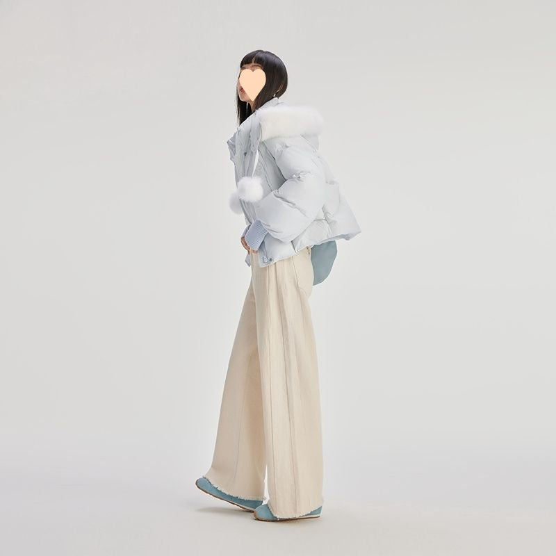 Sweet Down Light Luxury Short Type Hooded Jacket