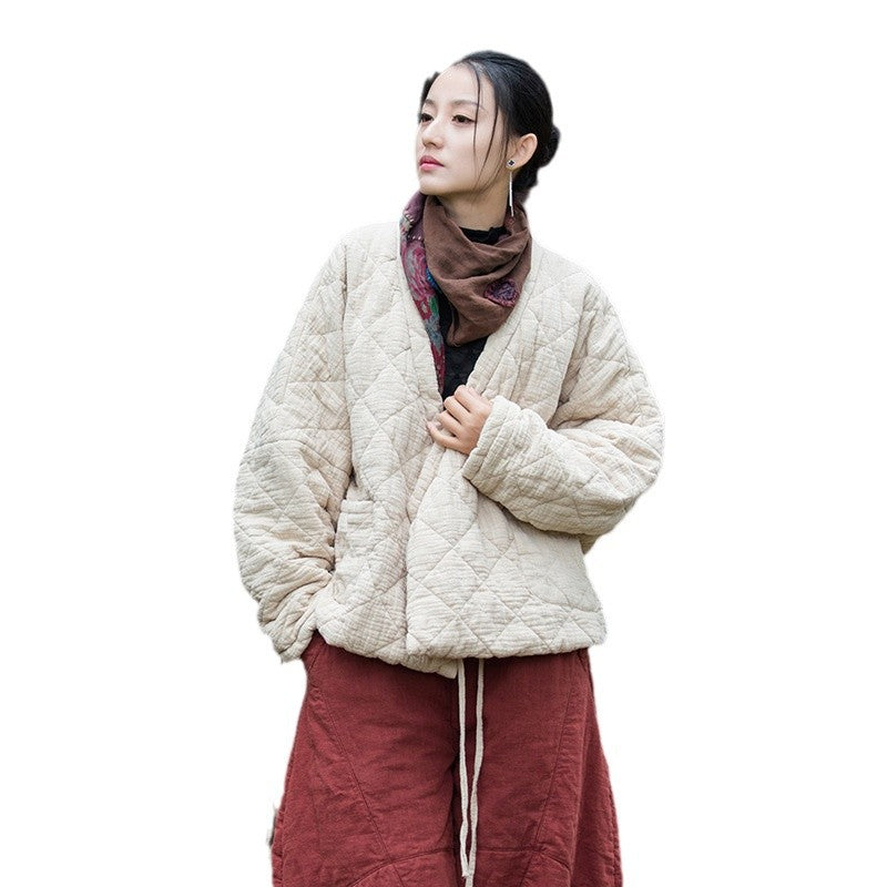 Rhombus Women's Short Cotton-padded Coat