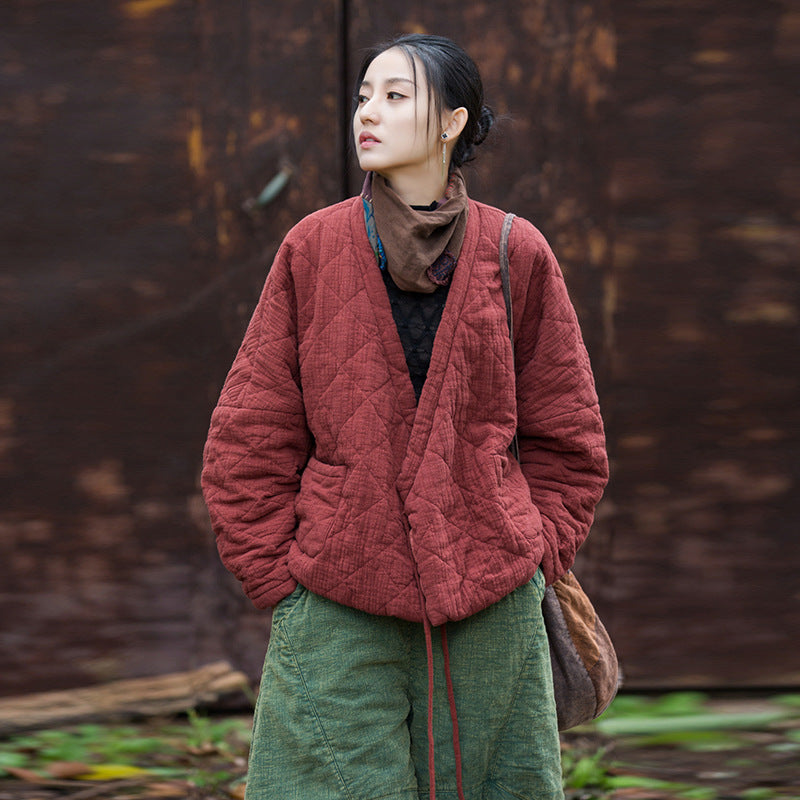 Rhombus Women's Short Cotton-padded Coat