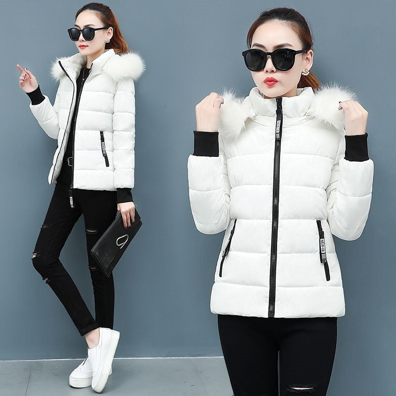 Thicken Big Fur Collar Plus Size Fat Sister Cotton-padded Coat