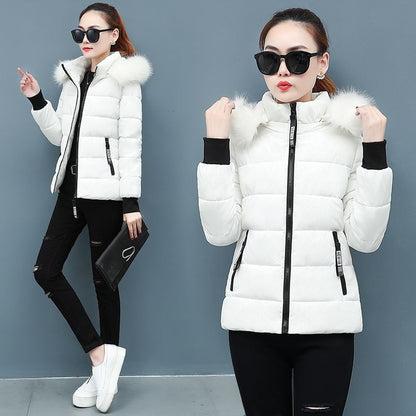 Thicken Big Fur Collar Plus Size Fat Sister Cotton-padded Coat