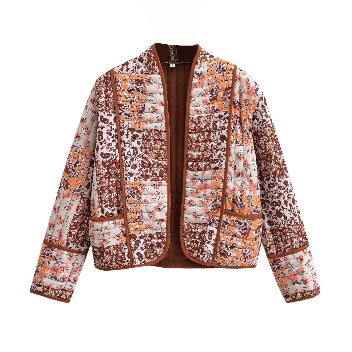 Women's Fashionable Printed Loose Leisure Short Cotton-padded Coat