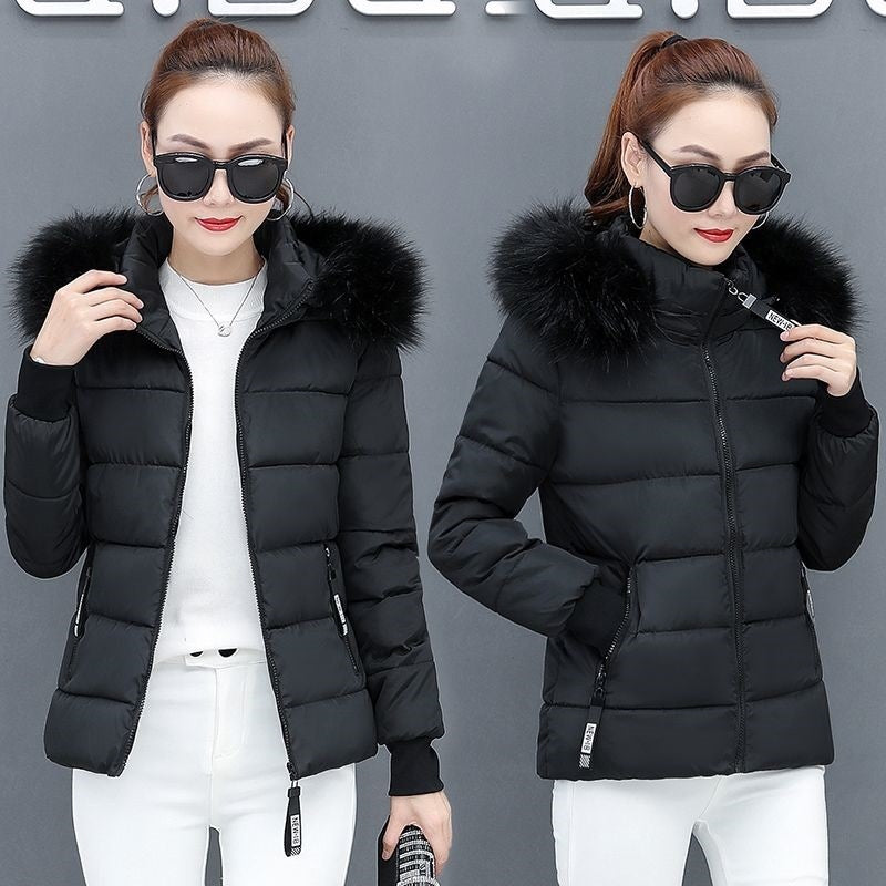 Thicken Big Fur Collar Plus Size Fat Sister Cotton-padded Coat