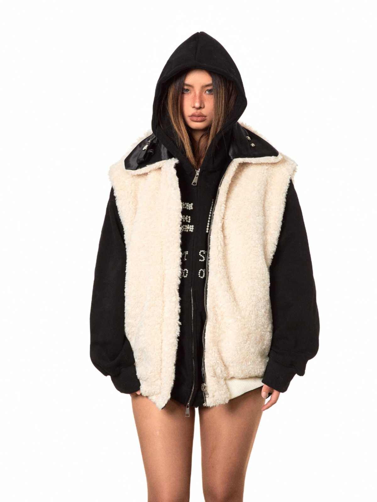 Retro Double-sided Wear Lamb Wool Vest Coat Cotton-padded Jacket