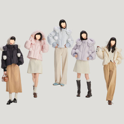 Sweet Down Light Luxury Short Type Hooded Jacket