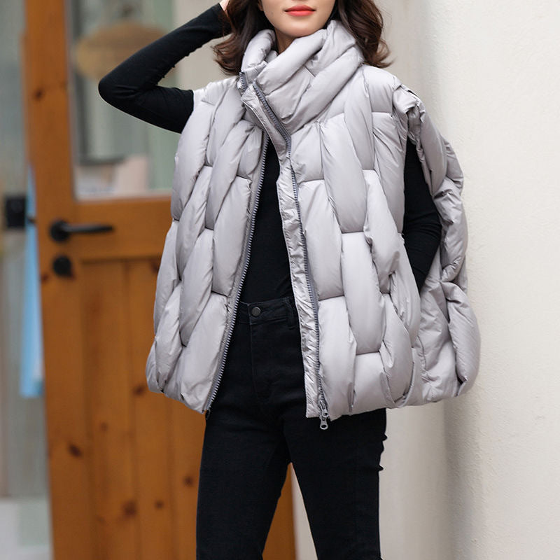 Fried Street Stand Collar Down Women's Cotton Vest