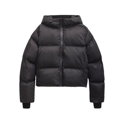Simple Hooded Long Sleeve Zipper Pocket Protective Jacket Coat For Women