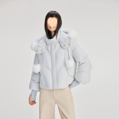 Sweet Down Light Luxury Short Type Hooded Jacket