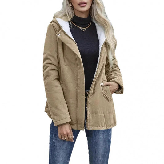 Fleece-lined Hooded Preppy Style Long Sleeve Cotton Coat