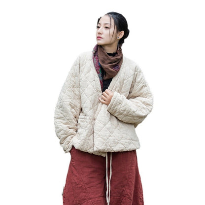 Rhombus Women's Short Cotton-padded Coat