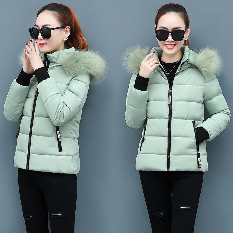 Thicken Big Fur Collar Plus Size Fat Sister Cotton-padded Coat