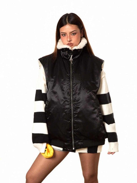 Retro Double-sided Wear Lamb Wool Vest Coat Cotton-padded Jacket